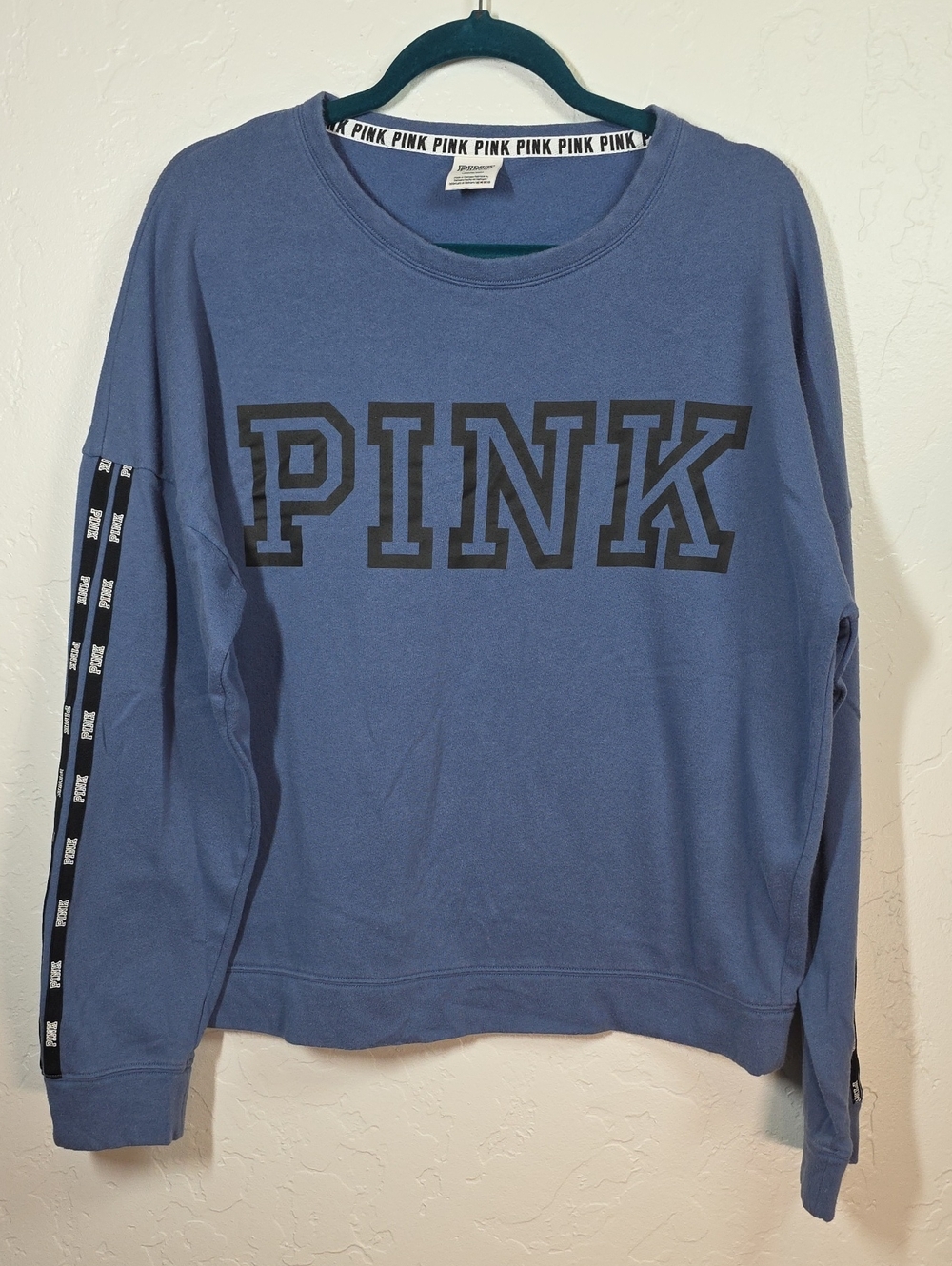 PINK Victoria's Secret Blue Graphic Crewneck Sweatshirt